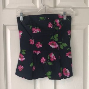 Hollister Navy floral strapless top
